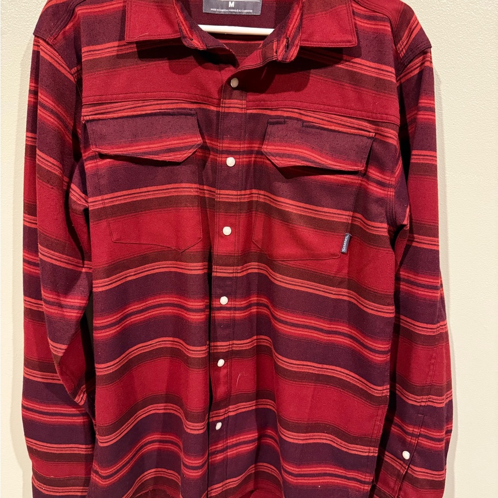 Simms Red Casual Button Down Shirt with Stripes